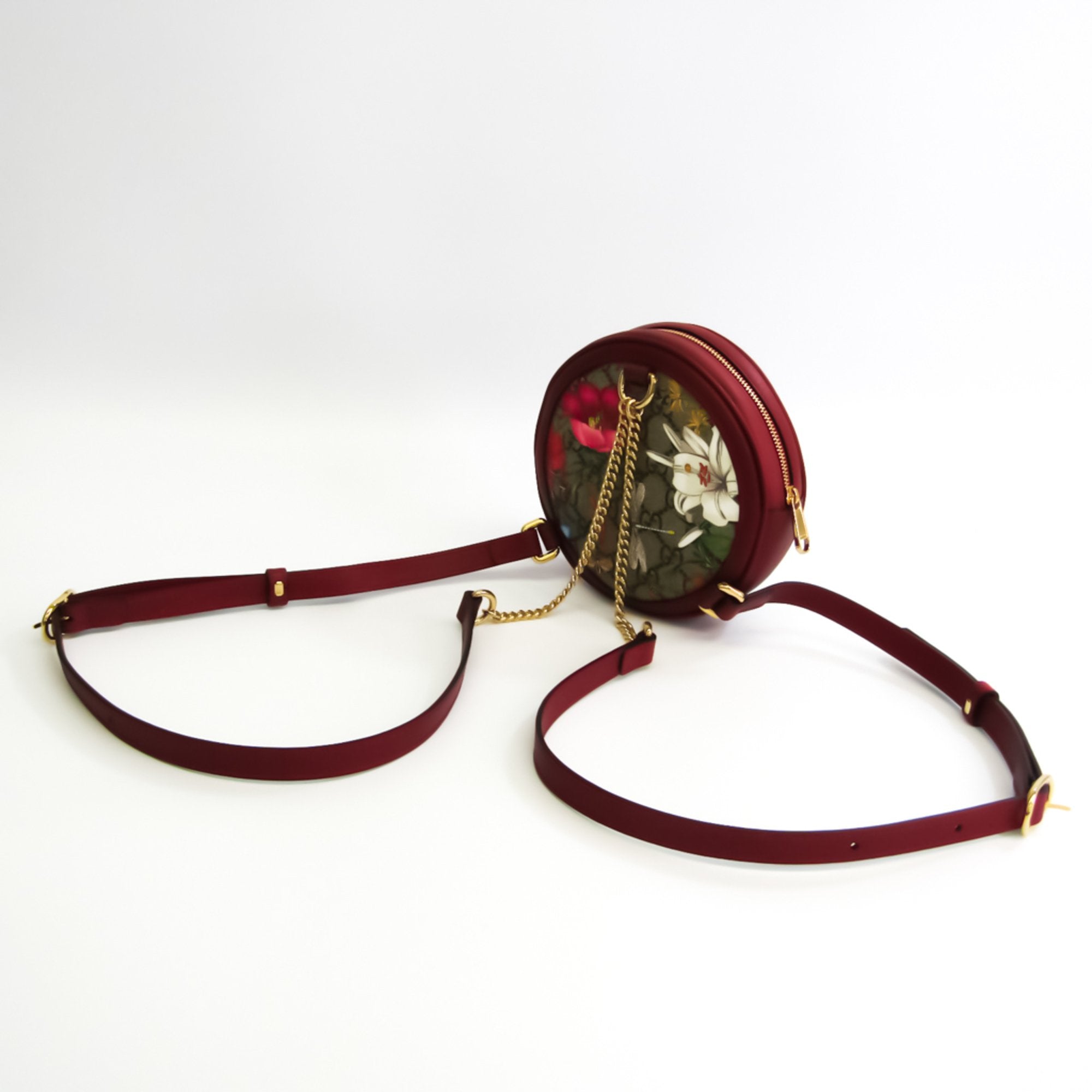 Gucci Ophidia GG Flora 598661 Women’s GG Canvas,جلد Backpack أخضر,أحمر اللون