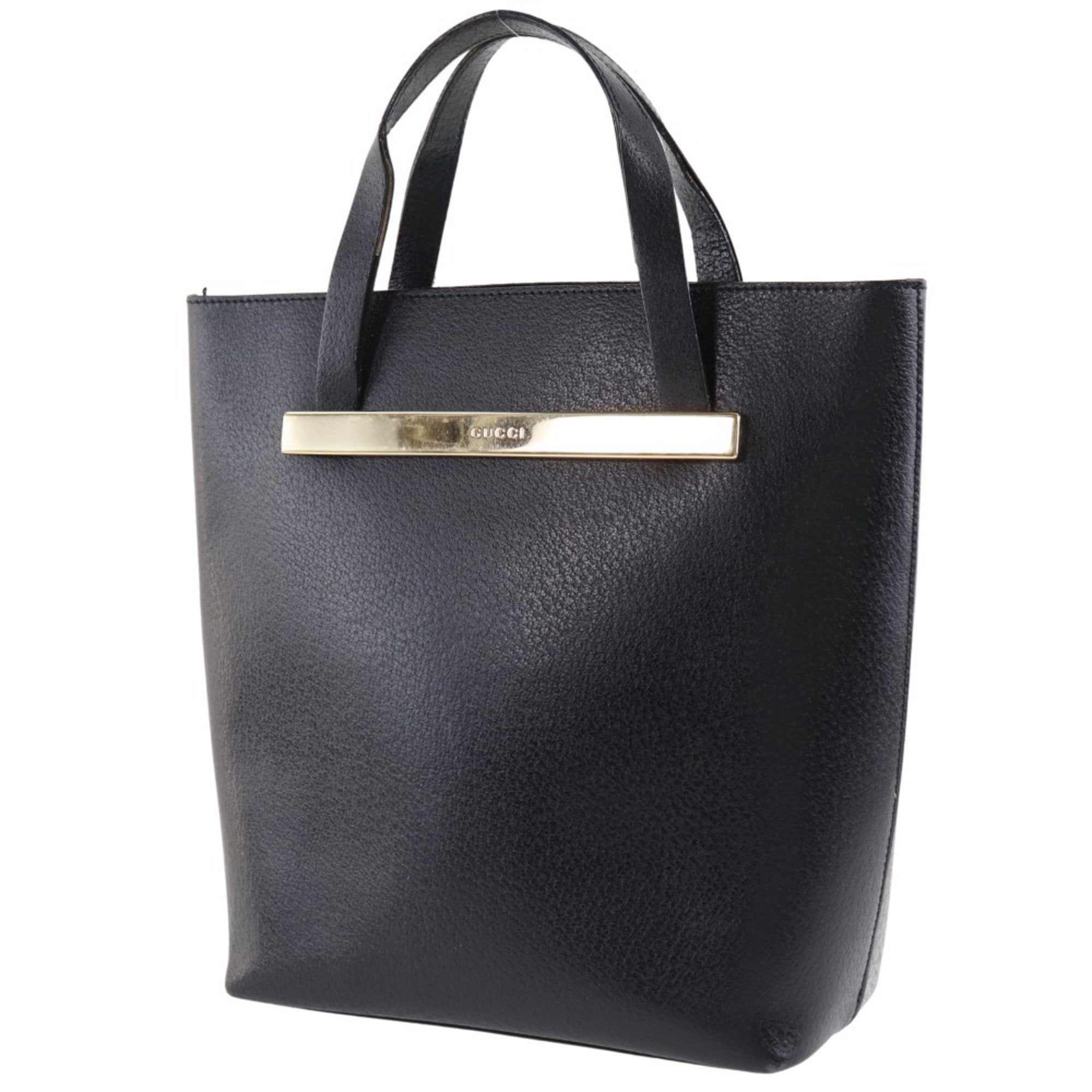 Gucci Old جلد أسود Ladies حقيبة يد كبيرة