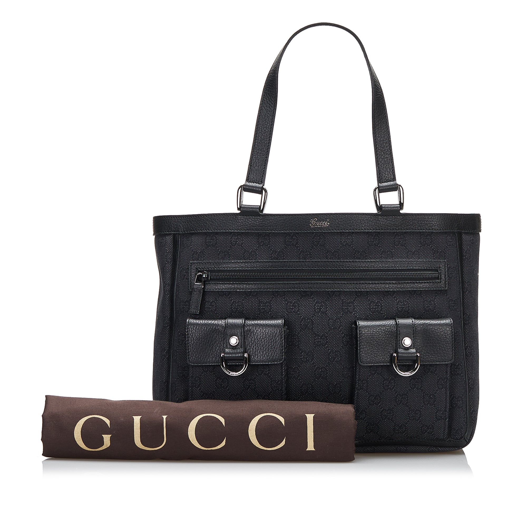 Gucci Abbey D-ring حقيبة يد كبيرة أسود GG Canvas