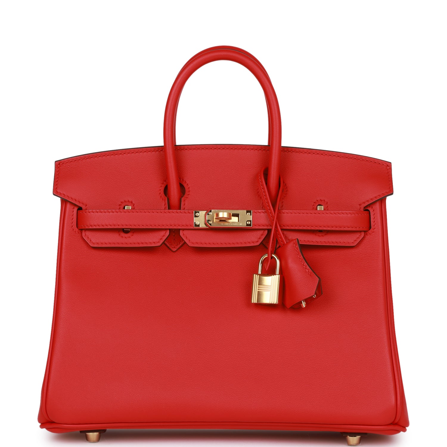 هيرمس بيركين 25 Rouge De Coeur جلد Swift إكسسوارات من الذهب