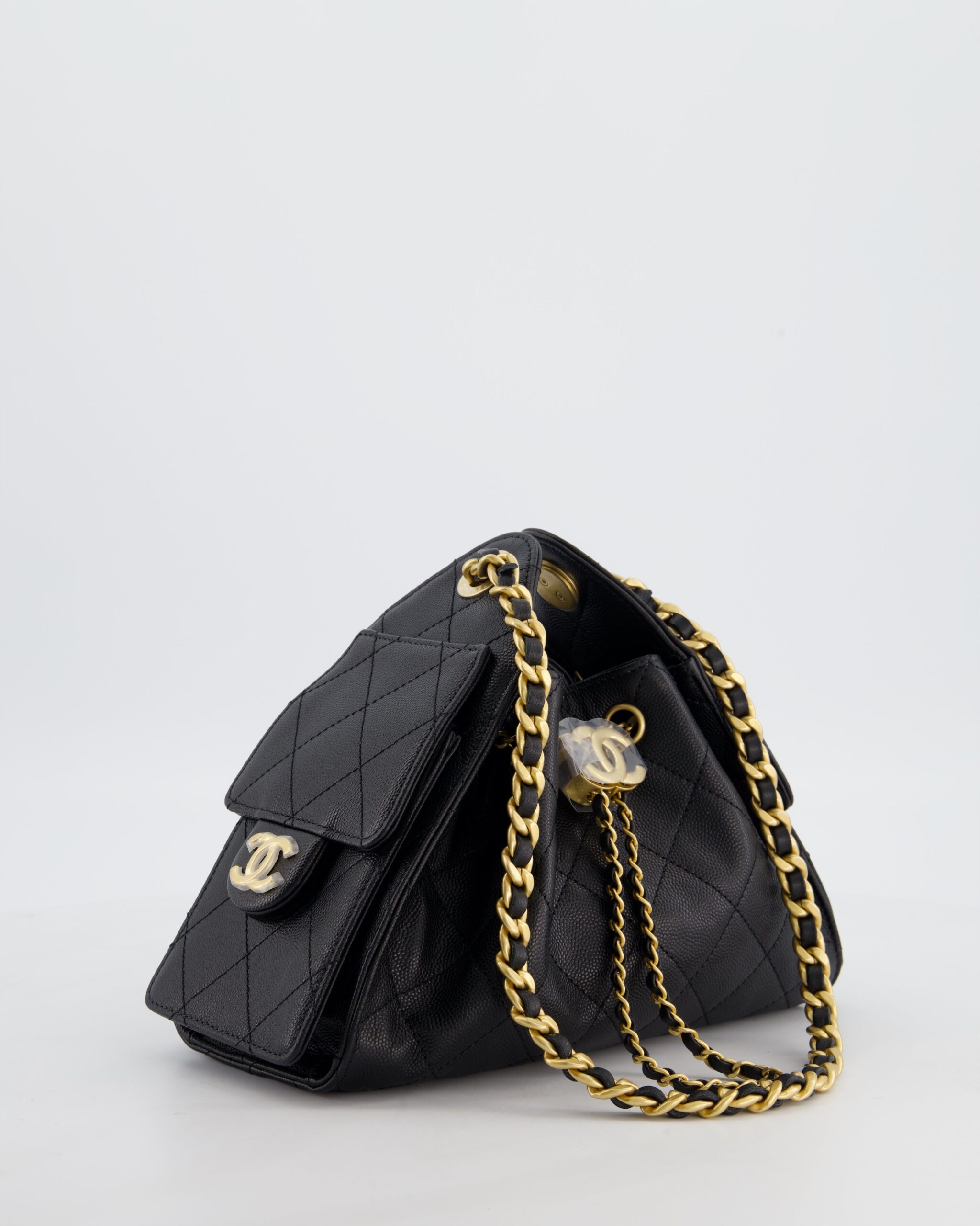 *RARE* Chanel 26C ميني 25 حقيبة يد in أسود Caviar جلد with Brushed إكسسوارات ذهبية