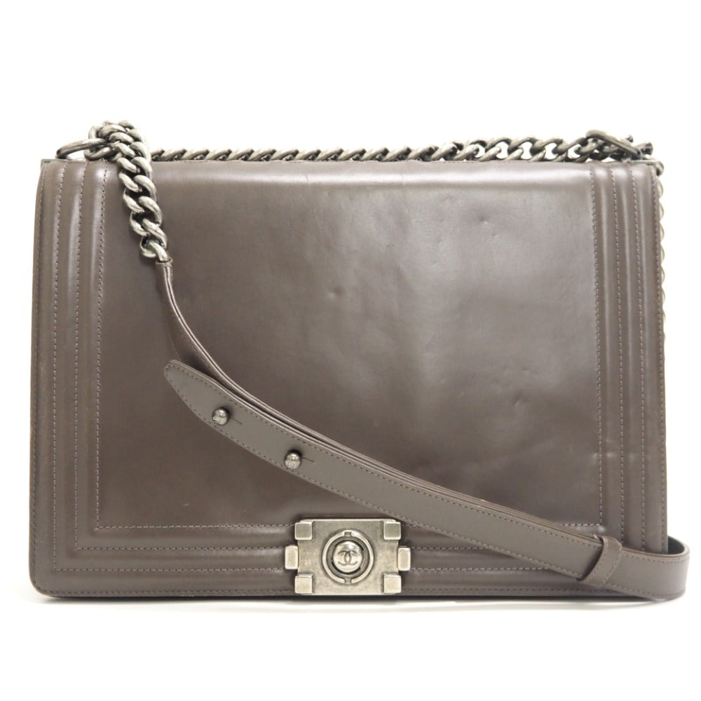 شانيل 30 جلد رمادي حقيبة كتف