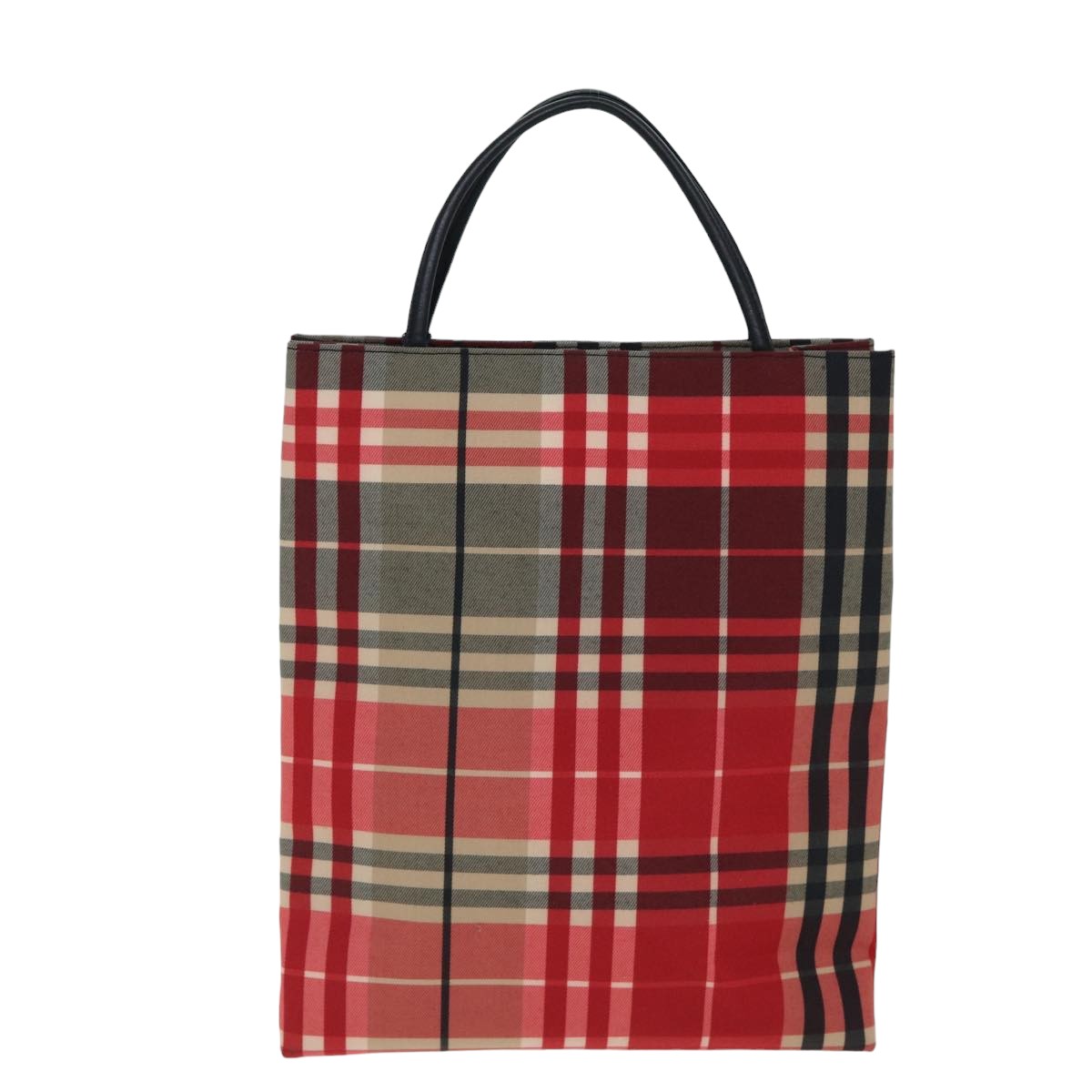 Burberry Nova Check Hand Bag Canvas أحمر Auth yk13550